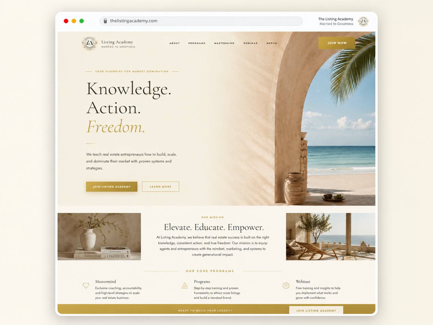 The Listing Academy website
