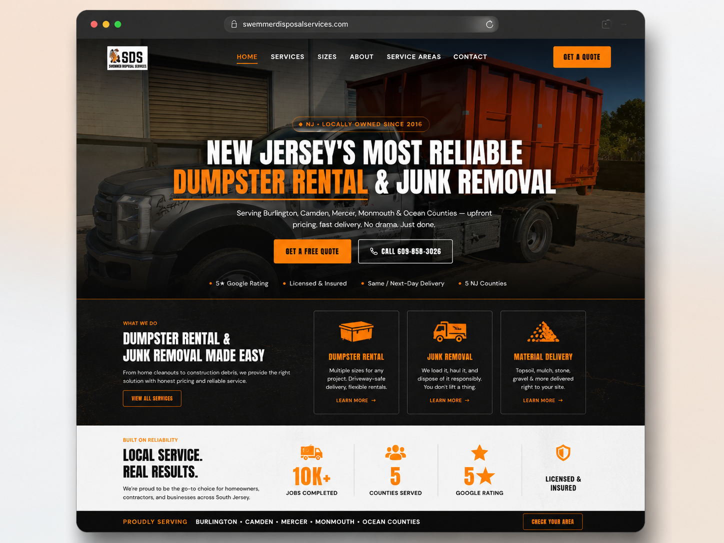 Swemmer Disposal Services website